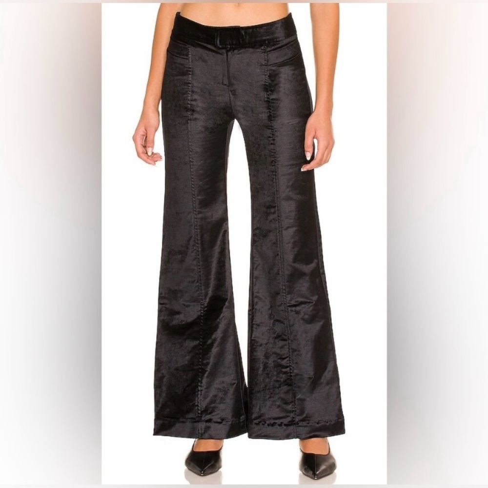 Free People Walk With You Velvet Trouser in Black Sz 6